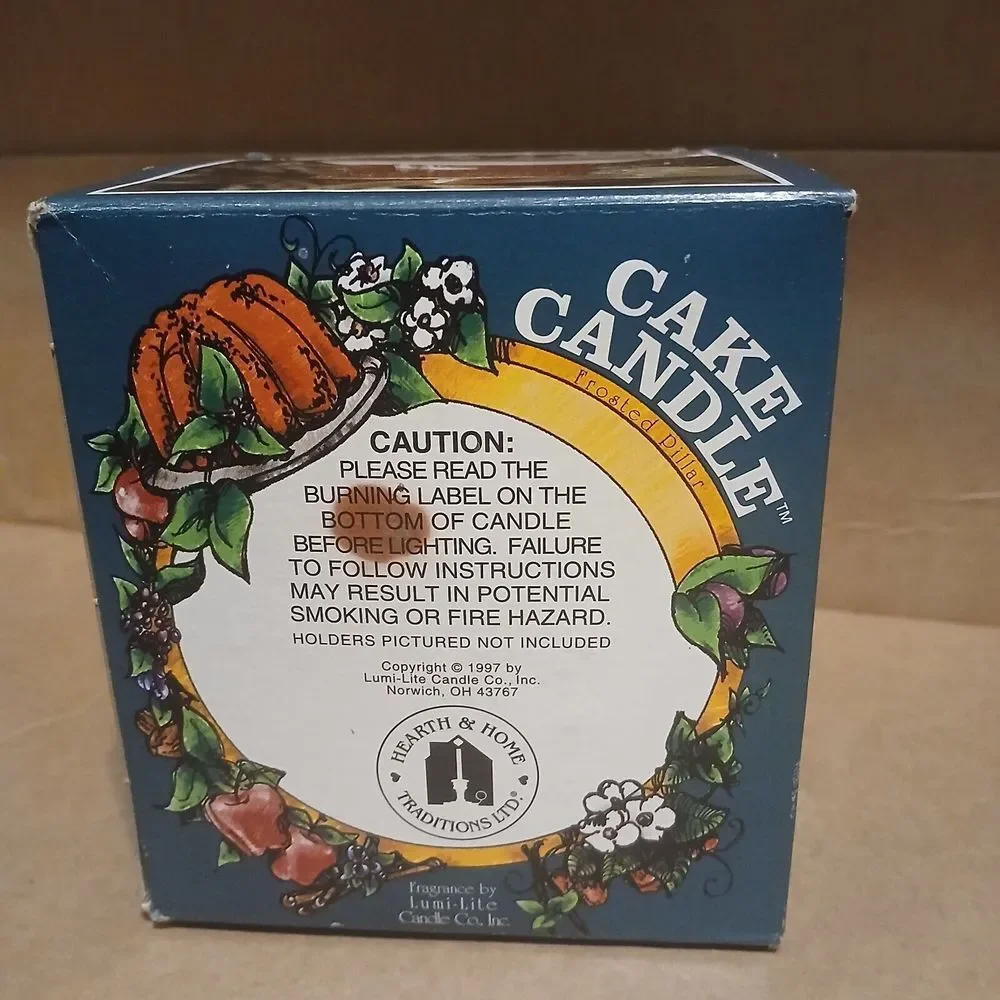 Vtg Lumi-Lite Hearth & Home Chocolate Devils Food Cake Pillar Candle 4.5